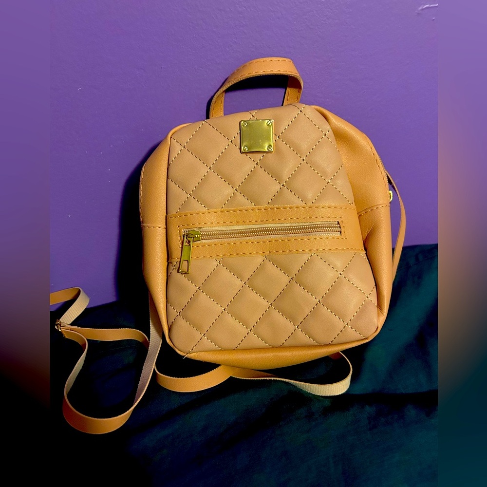 Quilted Peach Mini Backpack